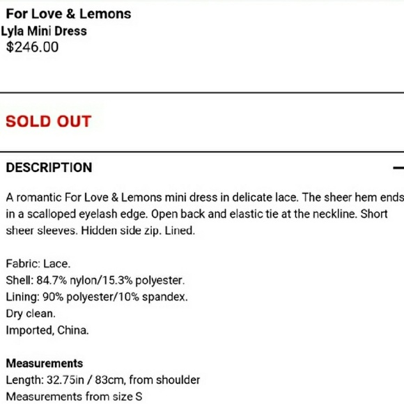 For Love and Lemons Lyla Lace Mini - Picture 4 of 4